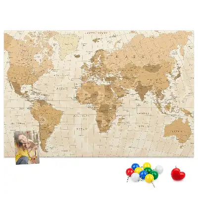 Bilder-Korktafel Länder und Grenzen des Globus