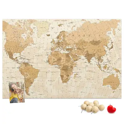 Bilder-Korktafel Länder und Grenzen des Globus