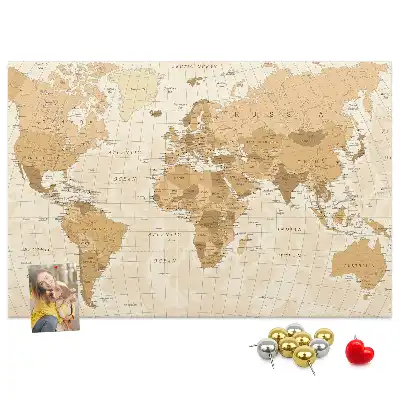 Bilder-Korktafel Länder und Grenzen des Globus