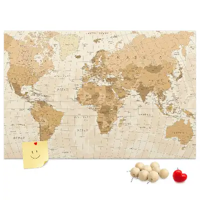 Bilder-Korktafel Länder und Grenzen des Globus