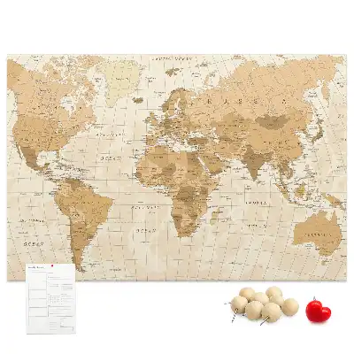 Bilder-Korktafel Länder und Grenzen des Globus