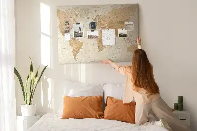 Bilder-Korktafel Länder und Grenzen des Globus