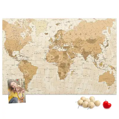 Bilder-Korktafel Länder und Grenzen des Globus