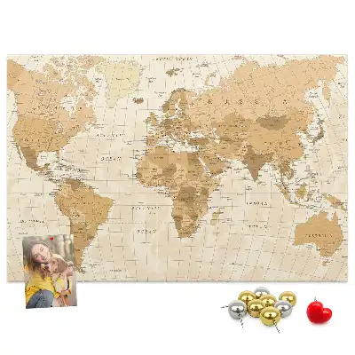 Bilder-Korktafel Länder und Grenzen des Globus