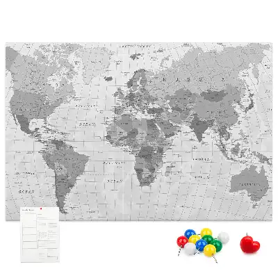 Pinnwand aus Kork mit politischer Weltkarte für Schulen