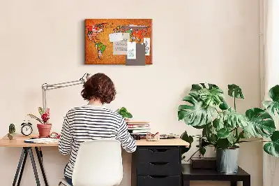 Bedruckte Korkplatte Weltkarte mit Flaggen