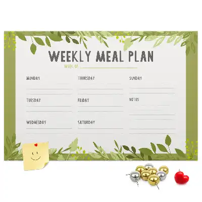 Bilder-Korktafel Wöchentlicher Speiseplan