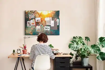 Bedruckte Korkplatte Erste Frühlingsknospen