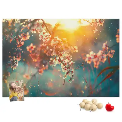 Bedruckte Korkplatte Erste Frühlingsknospen