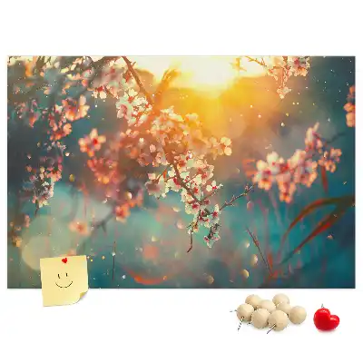 Bedruckte Korkplatte Erste Frühlingsknospen