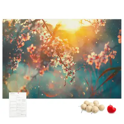 Bedruckte Korkplatte Erste Frühlingsknospen