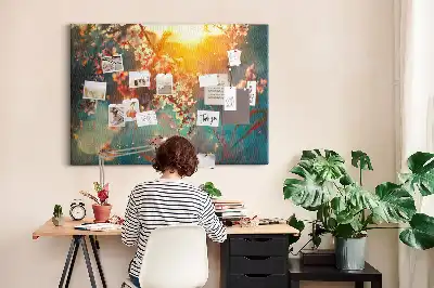 Bedruckte Korkplatte Erste Frühlingsknospen