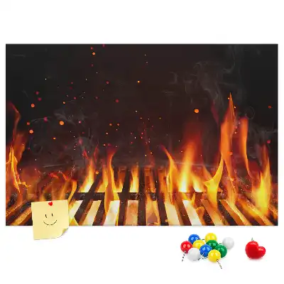 Kork-Pinnwand mit Grill-Motiv