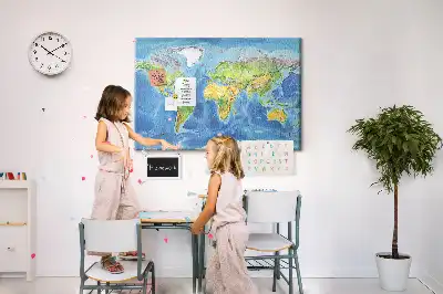 Bilder-Korktafel im Retro-Weltkarten-Design