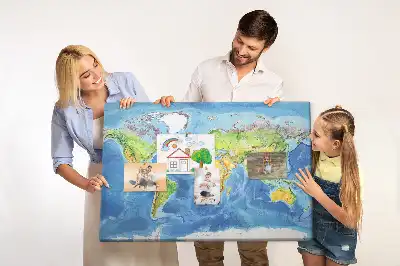 Bilder-Korktafel im Retro-Weltkarten-Design