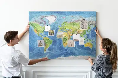 Bilder-Korktafel im Retro-Weltkarten-Design