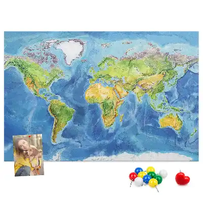 Bilder-Korktafel im Retro-Weltkarten-Design