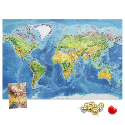 Bilder-Korktafel im Retro-Weltkarten-Design