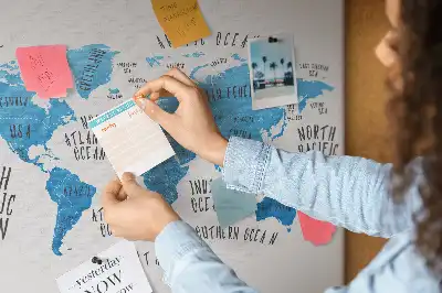 Bedruckte Korkplatte Blaue Erdkarte