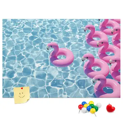 Pinnwand aus Kork mit Pusteblumen und Flamingo-Motiv