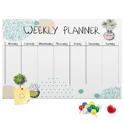 Bilder-Korktafel als Wochenorganizer mit Kakteen-Motiv