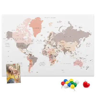 Bilder-Korktafel Detaillierte Weltkarte