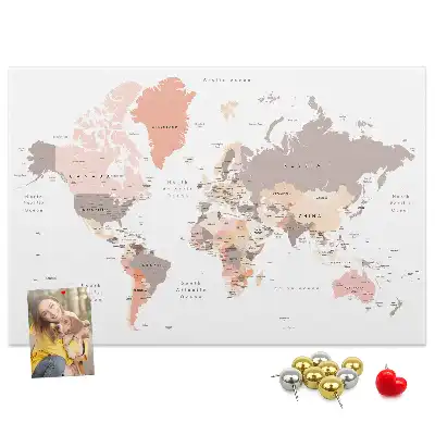Bilder-Korktafel Detaillierte Weltkarte