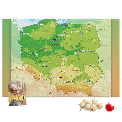 Pinnwand mit physischer Karte von Polen