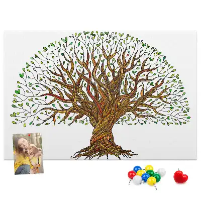 Kork-Pinnwand mit Baumwurzel-Motiv