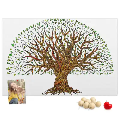 Kork-Pinnwand mit Baumwurzel-Motiv