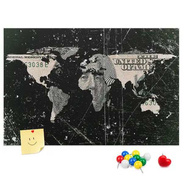 Pinnwand Weltkarte Dollar