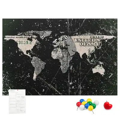 Pinnwand Weltkarte Dollar