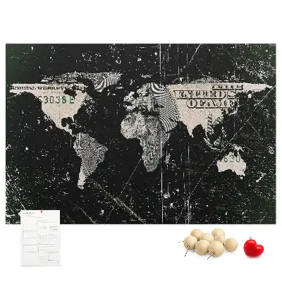 Pinnwand Weltkarte Dollar
