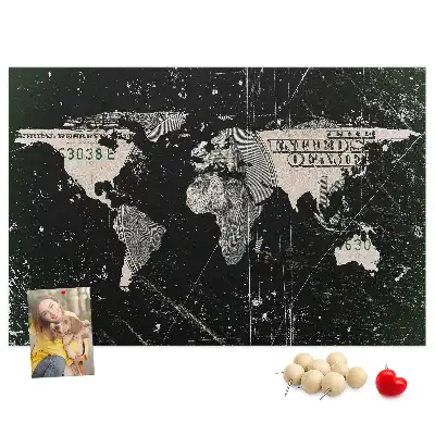 Pinnwand Weltkarte Dollar