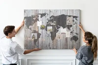 Bedruckte Korkplatte Welt auf Brettern