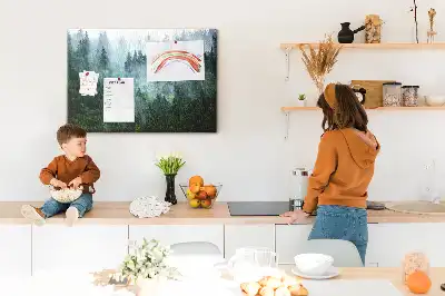 Bilder-Korktafel Nebliger Nadelwald