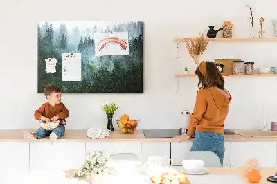 Bilder-Korktafel Nebliger Nadelwald