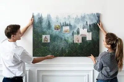 Bilder-Korktafel Nebliger Nadelwald