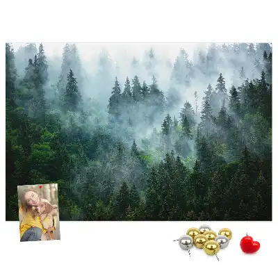 Bilder-Korktafel Nebliger Nadelwald