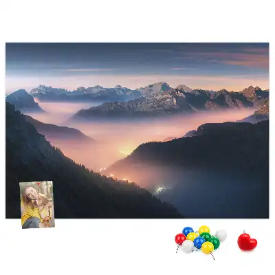 Bedruckte Korkplatte Berggipfel Landschaft