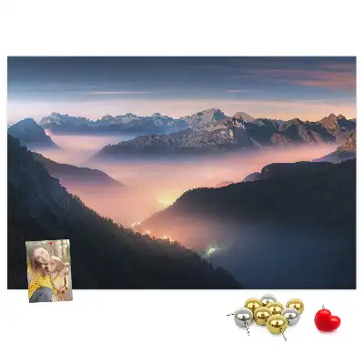 Bedruckte Korkplatte Berggipfel Landschaft