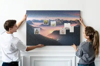 Bedruckte Korkplatte Berggipfel Landschaft
