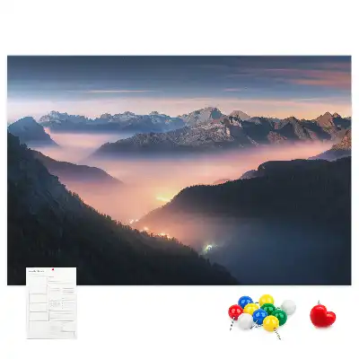 Bedruckte Korkplatte Berggipfel Landschaft