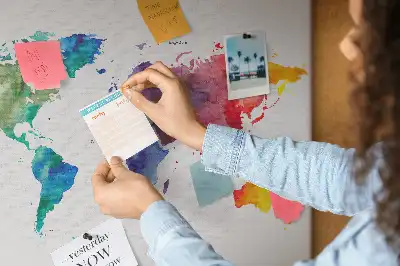 Kork Pinnwand Aquarell Weltkarte