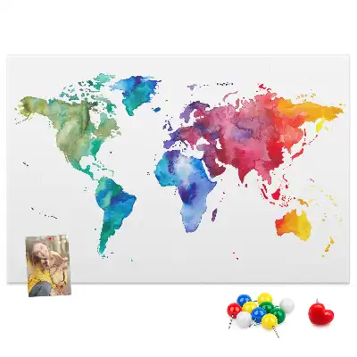 Kork Pinnwand Aquarell Weltkarte