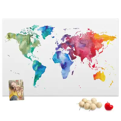 Kork Pinnwand Aquarell Weltkarte