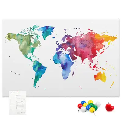 Kork Pinnwand Aquarell Weltkarte