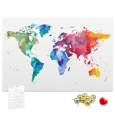 Kork Pinnwand Aquarell Weltkarte