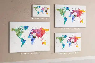 Kork Pinnwand Aquarell Weltkarte