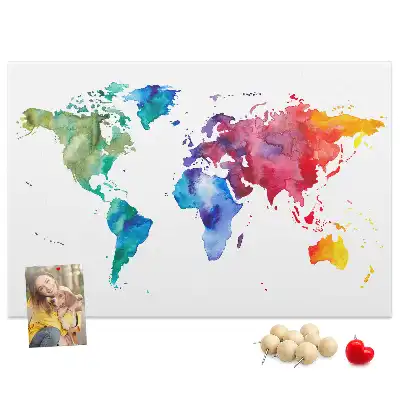 Kork Pinnwand Aquarell Weltkarte